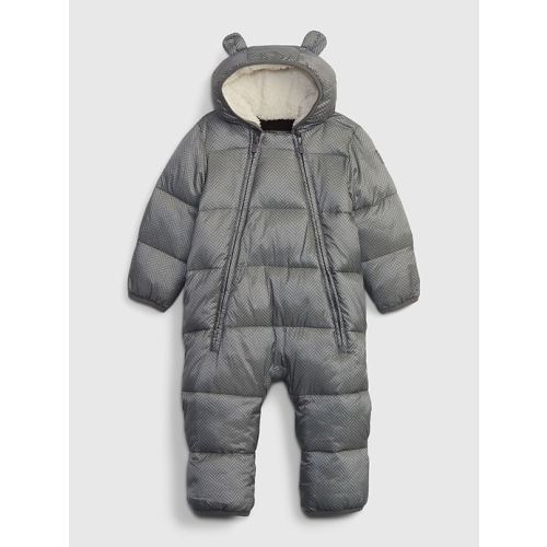 Baby 100% Recycled Heavy Weight Puffer One-Piece in herringbone, size: 0-6 M