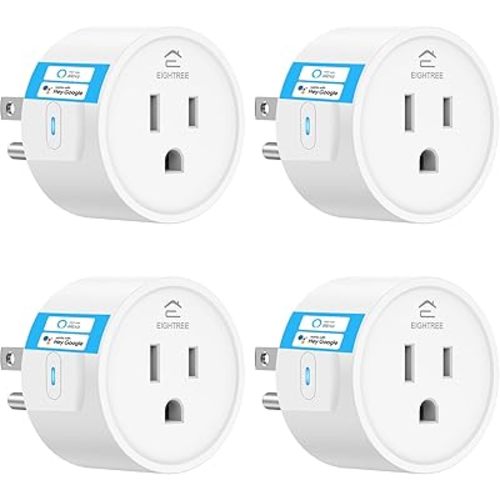 EIGHTREE Smart Plug, Smart Plugs That Work with Alexa and Google Home, Compatible with SmartThings, Smart Outlet with WiFi Remote Control and Timer Function, 2.4GHz Wi-Fi Only, 4 Packs