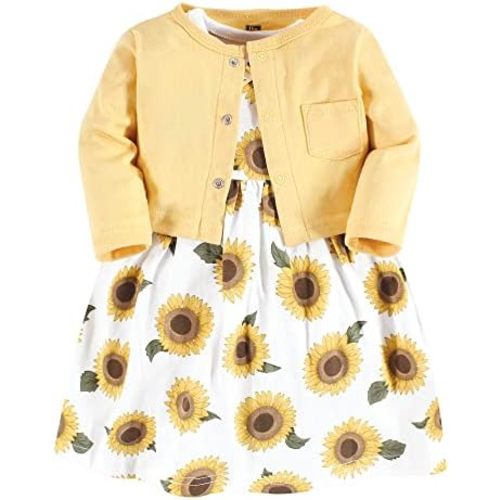 Hudson Baby Baby Girls' Cotton Dress and Cardigan Set
