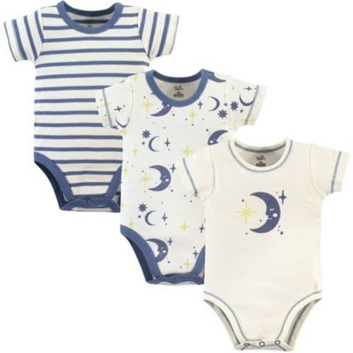 Touched by Nature Baby Boy Organic Cotton Bodysuits 3pk, Moon, 6-9 Months