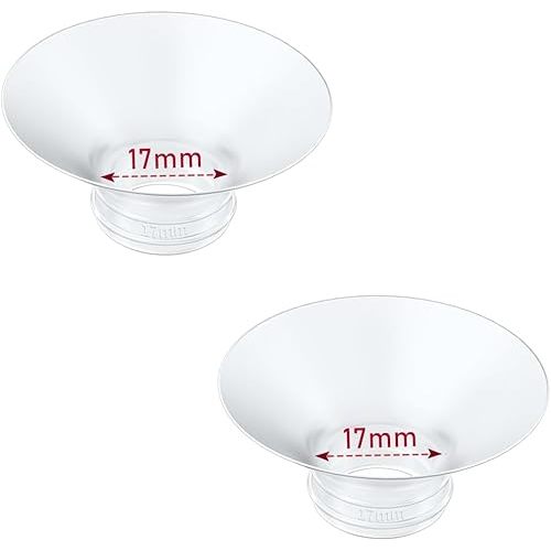 Flange Insert 2PCS 17mm Compatible with Momcozy M9/M6/M5/S12 Pro/V1 Pro/V2 pro, Spectra/Medela/Elvie/NCVI/TSRETE/eufy/Lansinoh/Paruu/MomMed Breast Pump 24mm Shields/Flanges (2pcs-17mm)