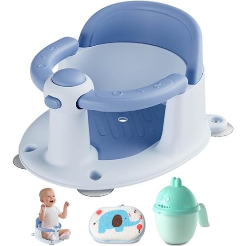Baby Bath Seat, Baby Bath Seat for 6 Months & Up, Baby Bathtub Seat with Secure Suction Cups, Non-Slip Infant Bath Seat,Blue