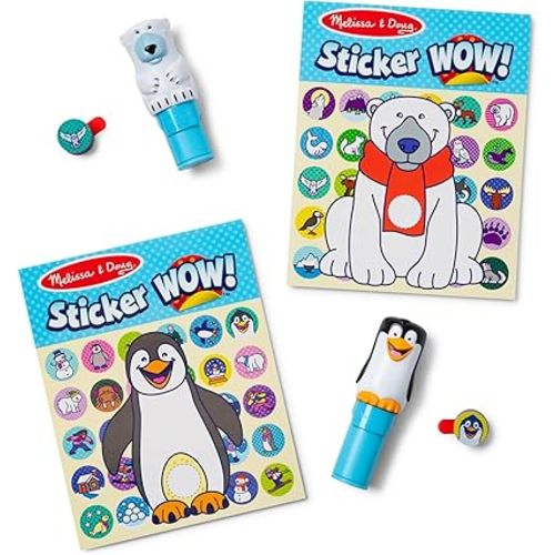 Melissa & Doug Sticker Wow!® Winter (Polar Bear and Penguin) Value Pack Arts and Crafts Collectibles - 2 Activity Pads, 2 Sticker Stampers, 2 Bonus Stacks - FSC Certified
