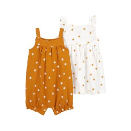 Baby Girls 2 Pack Printed Romper Dress
