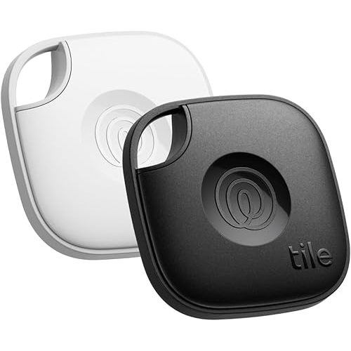 Tile by Life360 Mate - Bluetooth Tracker, Keys Finder and Item Locator for Keys, Bags and More. Phone Finder. Both iOS and Android Compatible. 2-Pack (Black/White)