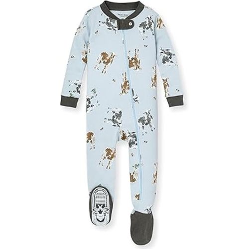 Burt's Bees Baby Baby Boys' Pajamas, Zip-Front Non-Slip Unisex Footed Sleeper Pjs, Organic Cotton