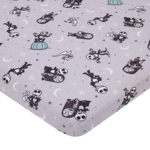 Nojo Disney Nightmare Before Christmas Gray, Black, White, And Blue, Jack Skellington Super Soft Nursery Fitted Mini Crib Sheet