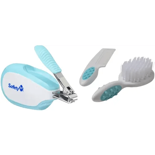 Safety 1st Steady Grip Nail Clippers and Soft Grip Brush & Comb - Arctic Blue
