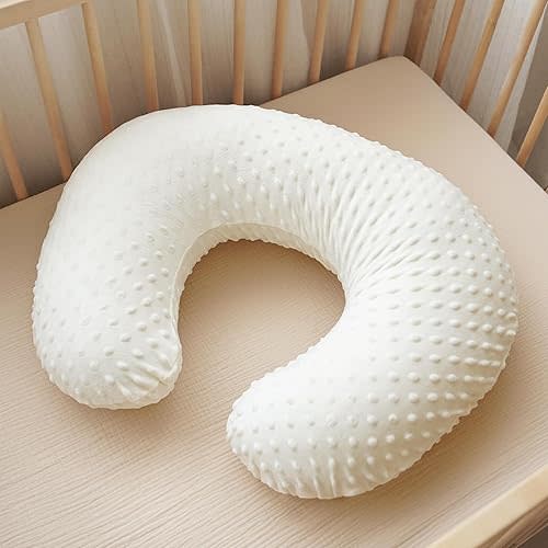 Konssy 2 Pack Nursing Pillow Covers, Soft and Comfortable Nursing Cover for Breastfeeding Pillows, Pillow Slipcover for Baby Girls Boys Newborn(Fog Green, Beige)