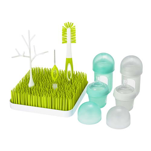 Boon NURSH & GRASS Baby Feeder & Cleaner Bundle with Brush, Bottles & Accessories Starter Set