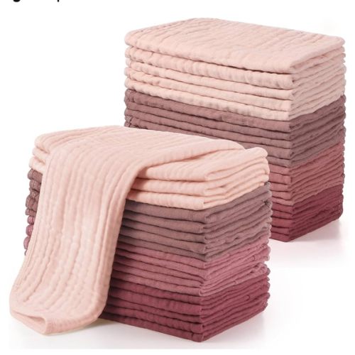 Buryeah Muslin 20 Pcs Burp Cloths Large 20" x 10" 100% Cotton 6 Layers Ultra Absorbent and Soft Hand Washcloths for Baby Drool and Messes Gentle Burp Cloth for Boys & Girls(Retro Colors)