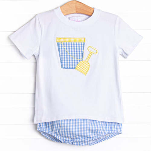 Beach Builder Applique Diaper Set, Blue – Stitchy Fish