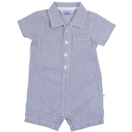 Ruggedbutts Infant Short Sleeve Woven Button-up Romper - Clubhouse Rainbow Plaid, Size: 18-24m