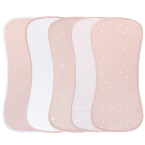 Ely's & Co Hourglass Burp Cloth 5pk - Pink Tulip Collection