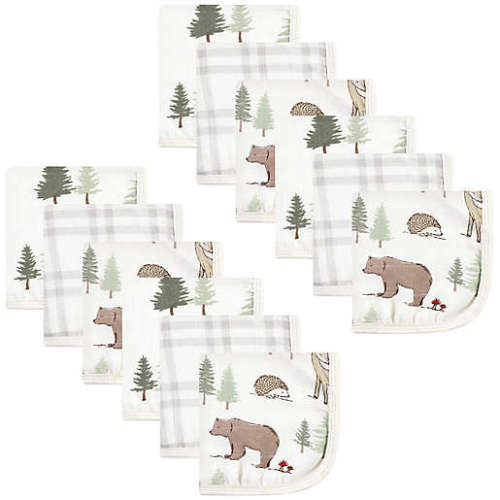 Hudson Baby® 12-Pack Forest Animals Cotton Muslin Washcloths inHudson Baby® 12-Pack Forest Animals Cotton Muslin Washcloths in