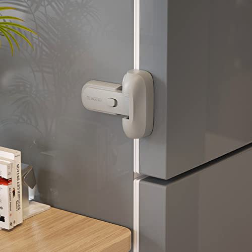 EUDEMON 1 Pack Updated Child Proof Refrigerator/Fridge/Freezer Door Lock Apply to Max 1"(25mm) Sealing Strip for Toddlers and Kids, no Tools Need or Drill (Grey)