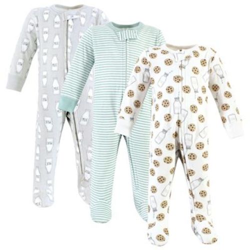 Hudson Baby Cotton Sleep And Play, Mint Gray Milk And Cookies, 0-3 Months