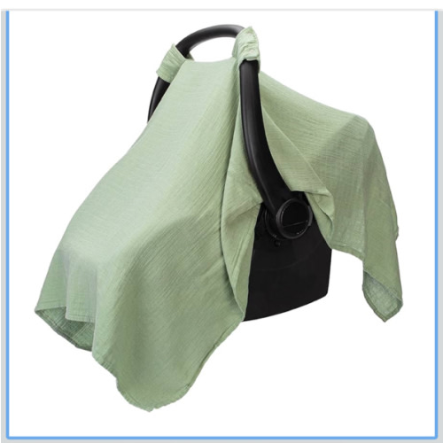 Comfy Cubs Baby Car Seat Cover - Soft, Breathable Bamboo Rayon and Muslin Cotton Blend - Lightweight Canopy for Sun, Bug, and Comfort Protection - Large Size Infant Seat Cover in Sage Design