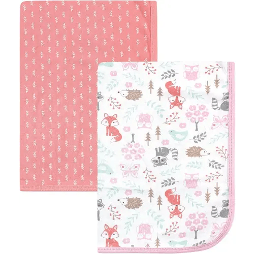 Hudson Baby Unisex Baby Cotton Swaddle Blankets, Woodland Fox, One Size
