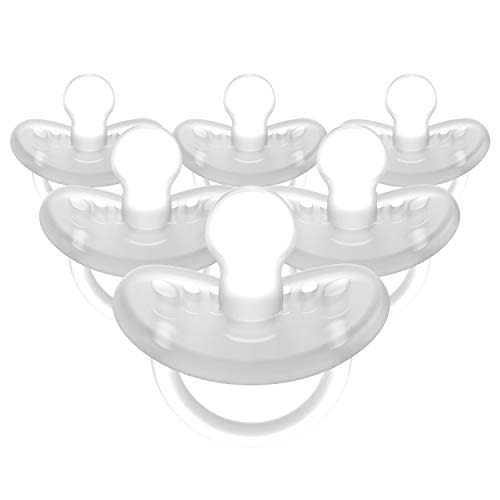 Evenflo Feeding Balance Plus Stage 2 Orthodontic Baby, Newborn and Infant Pacifier - Developed with Pediatric Feeding Specialists - 6 Months+, Clear (Pack of 6)