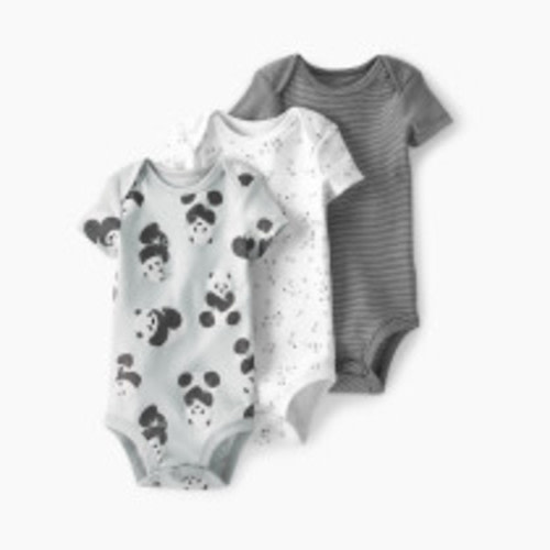 Carter's Little Planet Organic Cotton Rib Bodysuits (3 Pack) - Panda, Star, Striped, 3 M