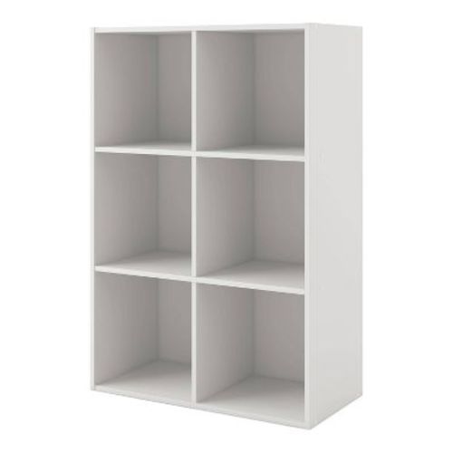 24/7 Shop At Home 35.27" Silkpath Modern 6 Cube Stackable and Modular Bookcase White: MDF Open Shelving Unit