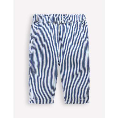 Boys Woven Pull On-Blue and Ivory Stripe