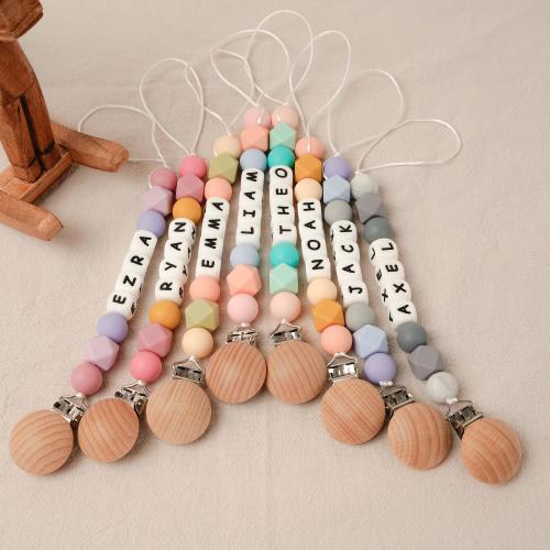 Custom Baby Name Pacifier Clip, Personalized Beech Wood Dummy Clip, Boho Binky Clip, Soother Clip, Eco-Friendly Baby Shower Gift