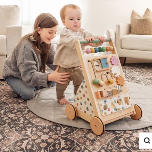 Tiny Land® Versatile Natural Wooden Baby Walker