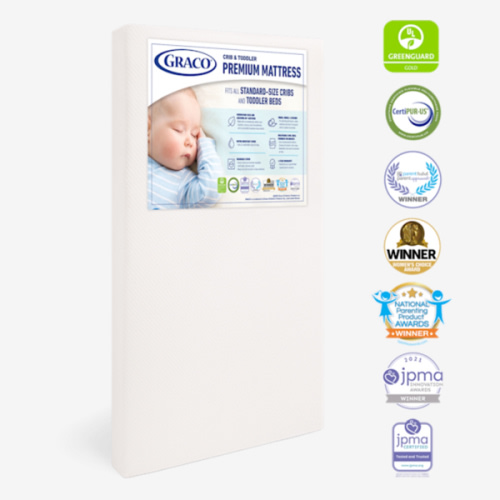 Graco Premium Crib & Toddler Mattress – GREENGUARD Gold Certified & CertiPUR-US Certified, Fits All Standard Crib & Toddler Beds, Waterproof Sleep Surface, Machine-Washable Outer Cover for Easy Care