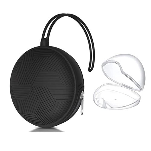 Smlpuame Pacifier Holder Case,BPA Free Portable Pacifier Storage Container,Silicone Baby Pacifier Cover Pouch for Diaper Bag Stroller,Travel Outdoor Activities,Easy to Clean(Black) - Boho(Black)