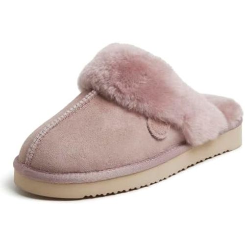 Dearfoams Women's Fireside Sydney Shearling Fur Indoor/Outdoor Scuff Slipper with Wide Widths