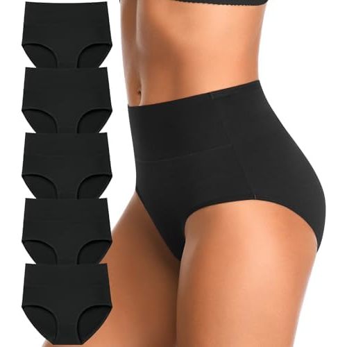 High Waisted Postpartum Underwear Slight Tummy Control Underwear Soft Full Coverage Cotton Panties Multipack