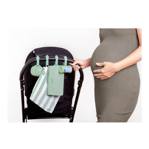 Ubbi On-The-Go Diapering Gift Set, Includes Changing Mat and Bag, Wipes Dispenser, Pacifier Holder and Bag Dispenser, Newborn Essentials, Sage