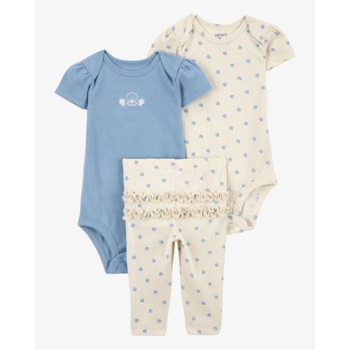 Baby 3-Piece Seashell Bodysuit Pant Set - Blue/Cream - Carter's | Carter's