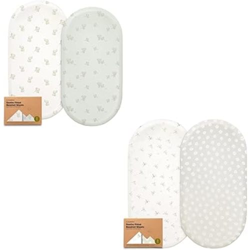 KeaBabies 2-Pack Organic Bassinet Sheets for Girls, Boys - 100% Cotton Bassinet Mattress Sheets Compatible with Halo Bassinest Swivel Sleeper, Graco, Baby Delight, Chicco, Unisex Fitted Bassinet Sheet