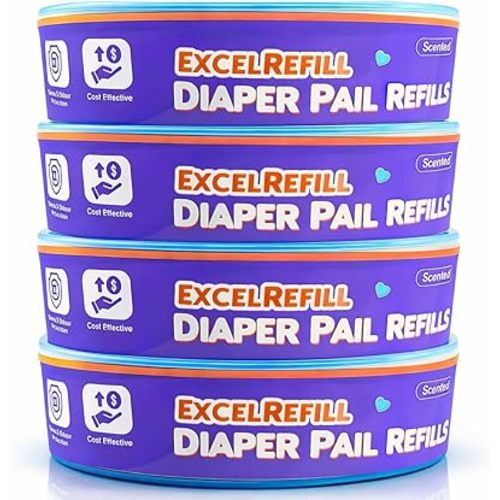 Diaper Pail Refills Compatible with Diaper Genie and Munchkin Pails | 1280 Count (4-Pack,320 Count)