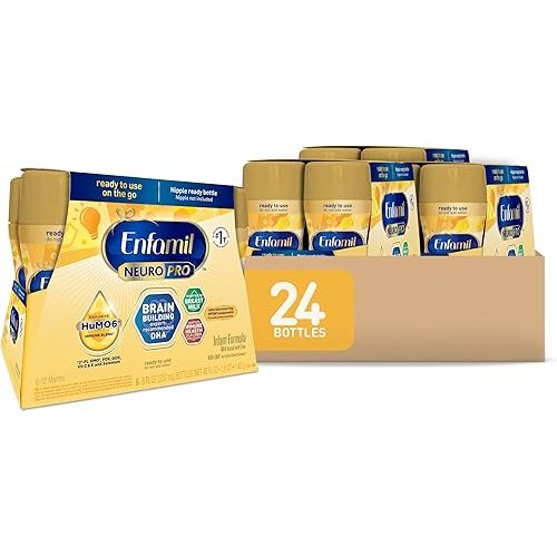 Enfamil NeuroPro Ready to Feed Baby Formula, Ready to Use, Brain and Immune Support with DHA, Iron and Prebiotics, Non-GMO, 8 Fl Oz, 4 Count (Pack of 6), Total 24 bottles