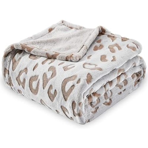 SOCHOW Flannel Fleece Cheetah Print Throw Blanket for Women, Lightweight Super Soft Cozy Plush Blanket, 50 x 60 Inches Brown Leopard