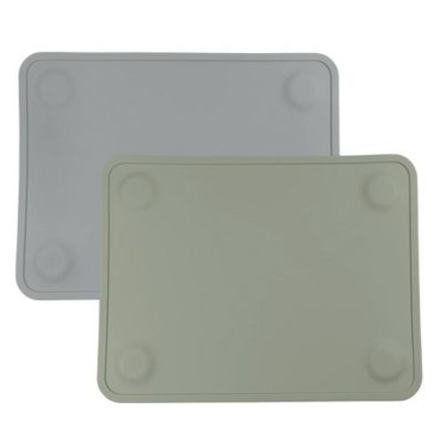 Weesprout Silicone Suction Placemats For Babies, Toddlers & Kids - Small, 2 Pack (matte Dark Gray & Green)