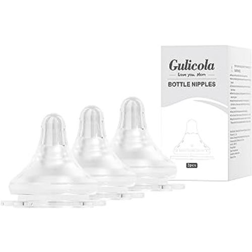 Natural Flow Baby Bottle Silicone Nipple Level 1, Slow Flow (S), 1+ Months, 3 Counts (Pack of 1)