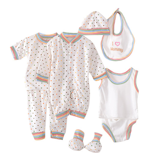 Odeerbi Baby Boy Girl Clothes Outfits Set 8PCS Newborn Tops+Hat+Pants +Bib+Sock Shose+Romper