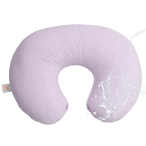 LAT Waterproof Nursing Pillow for Breastfeeding,Waterproof Removable Cover,Ergonomic Breast Feeding Pillows Baby for Baby Boys and Girls,Machine Washable(Pink)