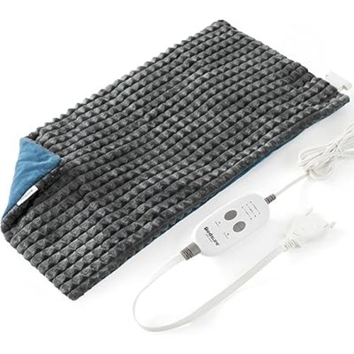 Bedsure Back Heating Pad for Neck and Shoulders, Weighted Heated Pad with Vibration, FSA HSA Eligible, Father's Day & Birthday Gifts for Women Men Mom, Auto Shut Off, 5lbs 12" x 24", Dark Grey