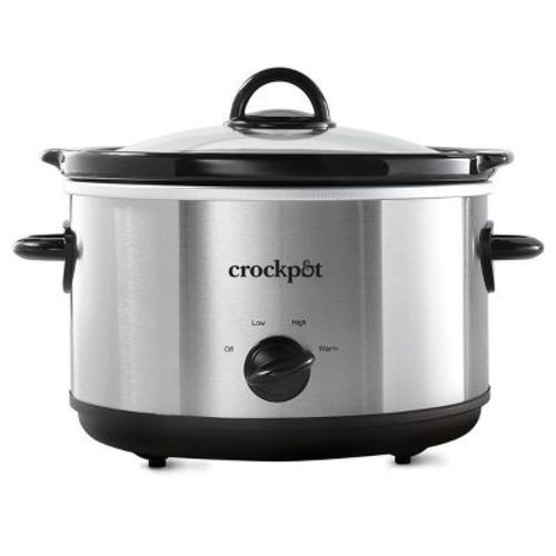 Crock-pot 4.5qt Slow Cooker Silver: Ceramic, Glass, Stainless Steel, 3 Settings, Stay-cool Handles, Dishwasher-safe