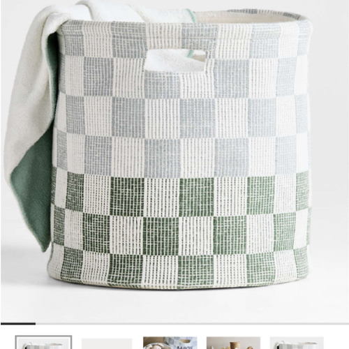 Hopscotch Mist Blue and Pine Green Checkerboard Large Floor Storage Bin