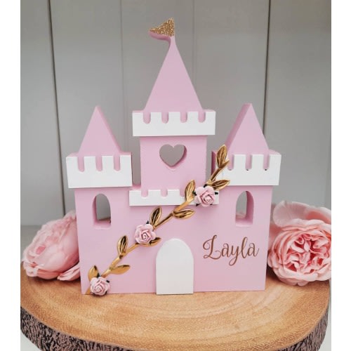 Handmade Personalised Wooden Freestanding Princess Castle. Pink Princess Castle. Princess Bedroom Decor Shelfie. Party decor