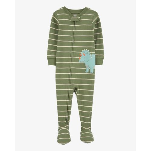 Baby Dinosaur Striped Snug Fit Cotton Footie 1-Piece Pajamas - Green - Carter's | Carter's
