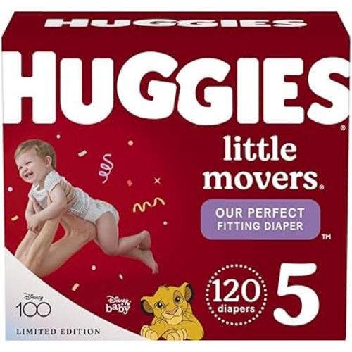 Huggies Size 5 Diapers, Little Movers Baby Diapers, Size 5 (27+ lbs), 120 Count (Pack of 2)
