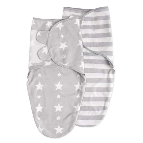 Egmao Baby Swaddle 100% Cotton Sleeping Bag Blankets for Boys Girls 0-3 Months Unisex Newborn 2-Pack-Star Stripe